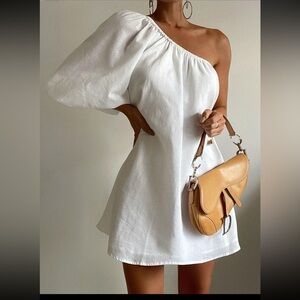 Chic One-Shoulder White Dress